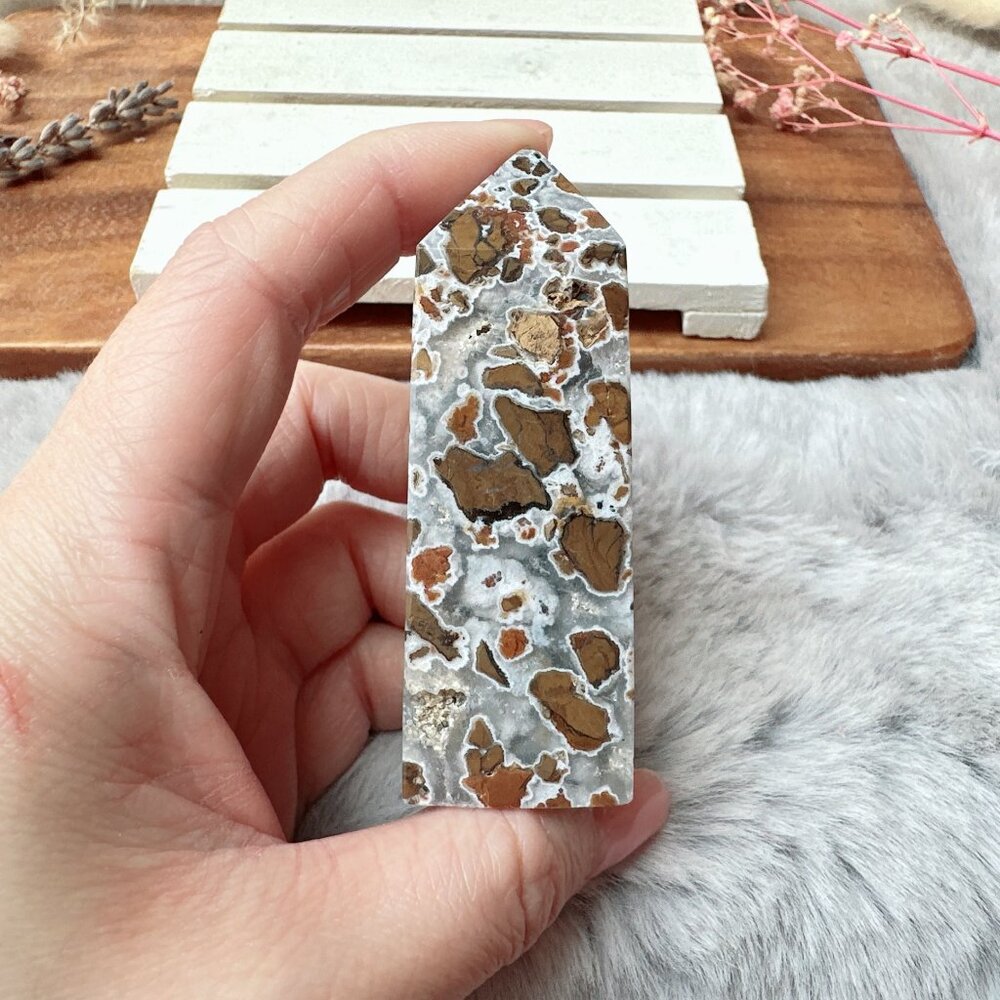 Beautiful Small Brecciated Jasper Tower Obelisk